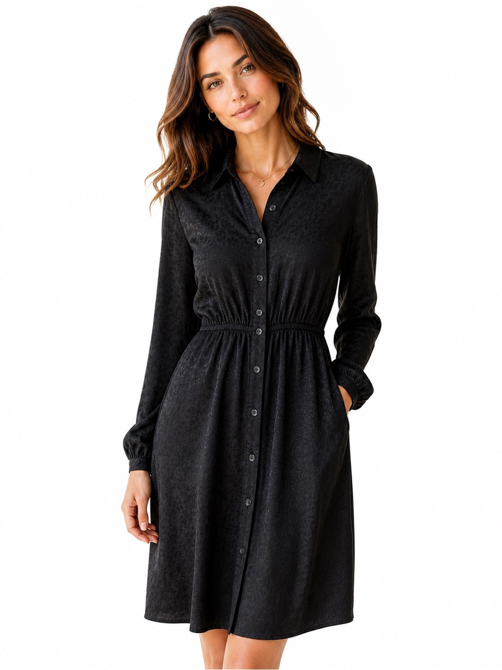 Scotch & Soda Black Shirt Dress Button Front Long Sleeve Minimalist Workwear M